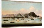 A View of Victoria, Hong Kong, with the Hulk H.M.S Princess Charlotte and American, British and French Shipping, c.1862 by School Chinese