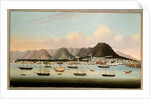 A View of Victoria, Hong Kong, with the Hulk H.M.S Princess Charlotte and American, British and French Shipping, c.1862 by School Chinese