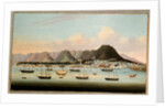 A View of Victoria, Hong Kong, with the Hulk H.M.S Princess Charlotte and American, British and French Shipping, c.1862 by School Chinese