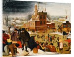 Townsfolk Skating on a Castle Moat by Pieter the Younger Brueghel