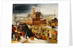 Townsfolk Skating on a Castle Moat by Pieter the Younger Brueghel