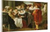 An elegant company lunching on a terrace, 1623 by Dirck Hals