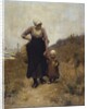 Mother and Child on a Path by the Sea by Bernardus Johannes Blommers or Bloomers