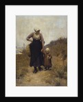 Mother and Child on a Path by the Sea by Bernardus Johannes Blommers or Bloomers