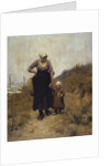 Mother and Child on a Path by the Sea by Bernardus Johannes Blommers or Bloomers