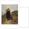 Mother and Child on a Path by the Sea by Bernardus Johannes Blommers or Bloomers