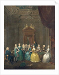 Portrait of the Porten family taking tea in a lavish interior by Gawen Hamilton