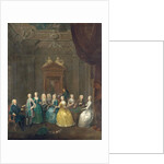 Portrait of the Porten family taking tea in a lavish interior by Gawen Hamilton