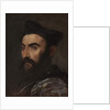 Portrait of a cleric, bust-length, in a blue coat and black hat - a fragment by Titian