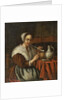 A woman smoking a pipe at a table by Edwaert Colyer or Collier