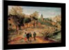 A village landscape with farmers conversing in the foreground, 1634 by Pieter the Younger Brueghel