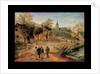 A village landscape with farmers conversing in the foreground, 1634 by Pieter the Younger Brueghel