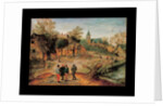 A village landscape with farmers conversing in the foreground, 1634 by Pieter the Younger Brueghel