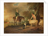 Sir John Palmer on his favourite mare with shepherd Joseph Green and prize Leicester Longwool sheep by John E. Ferneley