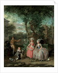 A group portrait of a family in an ornamental garden, 1791 by Nicolaas or Nicolaes Muys