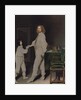 Portrait of a man, full-length, handing a letter to a boy, in an interior by Gonzales Coques