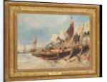 Fishing boats on the beach, Brittany by Eugene Deshayes