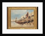 Fishing boats on the beach, Brittany by Eugene Deshayes