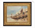 Fishing boats on the beach, Brittany by Eugene Deshayes