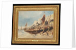 Fishing boats on the beach, Brittany by Eugene Deshayes