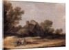 Peasants resting on a track by a farm - a fragment by Jan Josephsz van Goyen