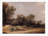 Peasants resting on a track by a farm - a fragment by Jan Josephsz van Goyen