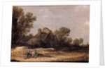 Peasants resting on a track by a farm - a fragment by Jan Josephsz van Goyen