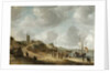 A view of Egmond aan Zee with fisherfolk on the beach and shipping offshore by Jan Abrahamsz. Beerstraten