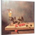 Facon de Venise Wine Glass and Cherries on a Ledge by Jan III van de Velde