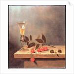 Facon de Venise Wine Glass and Cherries on a Ledge by Jan III van de Velde