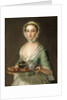 Portrait of a young woman, possibly Hannah, the artist's maid, holding a tea tray by Philippe Mercier