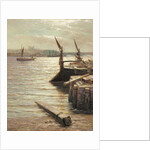 Barges moored by the riverbank by Colin Hunter