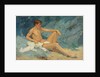A male nude reclining on rocks by Henry Scott Tuke