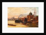 Turks rowing on the Bosphorus before a mosque by C. Granci