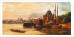 Turks rowing on the Bosphorus before a mosque by C. Granci