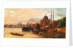 Turks rowing on the Bosphorus before a mosque by C. Granci