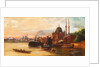 Turks rowing on the Bosphorus before a mosque by C. Granci