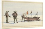 The sledge party to White Island, February 1902: Shackleton, Wilson and Ferrar preparing to set out, 1902 by Edward Adrian Wilson