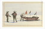 The sledge party to White Island, February 1902: Shackleton, Wilson and Ferrar preparing to set out, 1902 by Edward Adrian Wilson