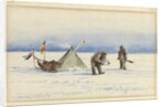 The sledge party to White Island, February 1902: Shackleton and Wilson making camp, 1902 by Edward Adrian Wilson