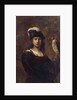 A falconer, standing half length, in a feathered hat by Rembrandt Harmensz. van Rijn (circle of)