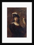 A falconer, standing half length, in a feathered hat by Rembrandt Harmensz. van Rijn (circle of)