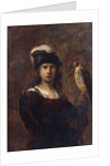A falconer, standing half length, in a feathered hat by Rembrandt Harmensz. van Rijn (circle of)