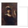 A falconer, standing half length, in a feathered hat by Rembrandt Harmensz. van Rijn (circle of)