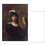 A falconer, standing half length, in a feathered hat by Rembrandt Harmensz. van Rijn (circle of)