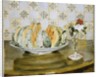 Still life of a melon and a vase of flowers, c.1872 by Pierre Auguste Renoir