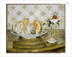 Still life of a melon and a vase of flowers, c.1872 by Pierre Auguste Renoir