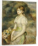 Young Girl with a Basket of Flowers by Pierre Auguste Renoir