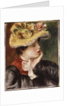 Head of a Girl with a Yellow Hat by Pierre Auguste Renoir