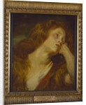 A young woman, bust length, resting her head on her hand by Anthony van Dyck